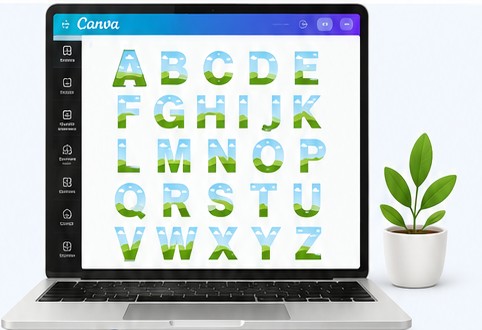 Complete alphabet of editable templates